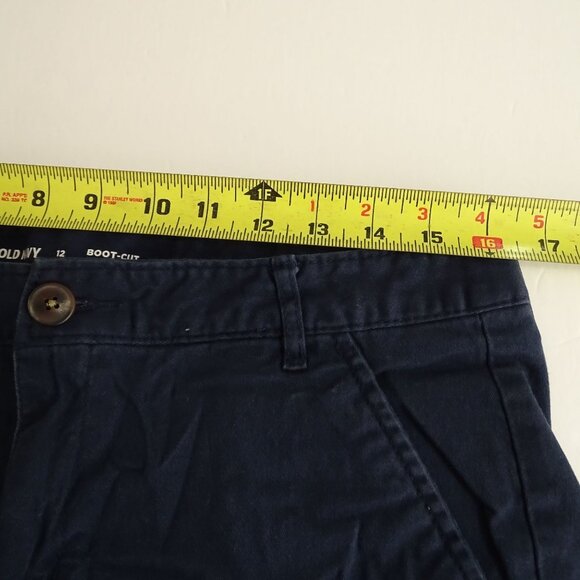 Old Navy Bootcut Stretch Uniform Chino Pants Blue Women Size 12 Adjustable Waist - Picture 9 of 13